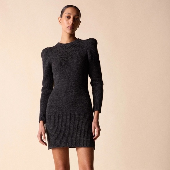 NWT St. Roche SISSY MINI DRESS charcoal Gray long sleeve sweater - Picture 1 of 7